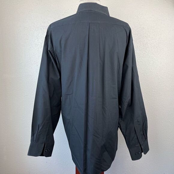 Van Heusen Black Fitted Poplin Dress Shirt Size 17.5 34/35 EUC - Picture 3 of 4